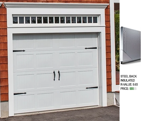 carriage house steel back insulated garage door
