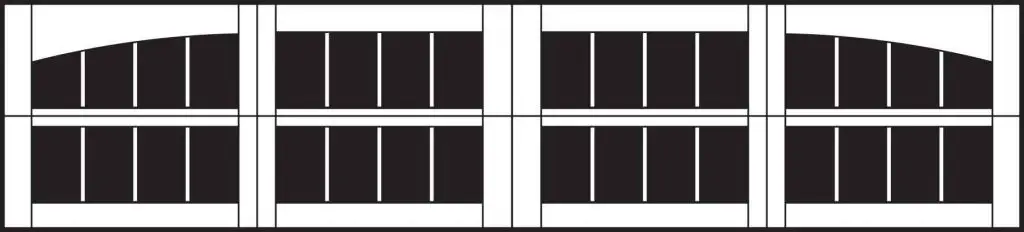 4pc arched madison double garage door window inserts