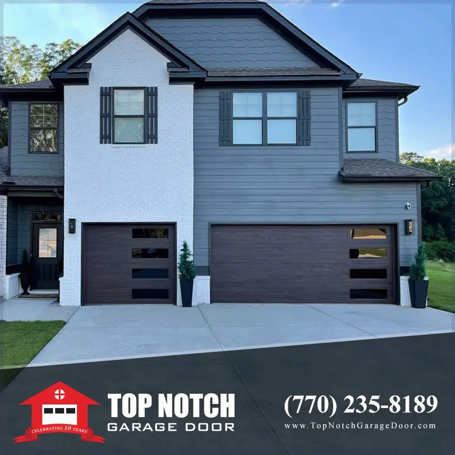 flush faux wood look garage doors