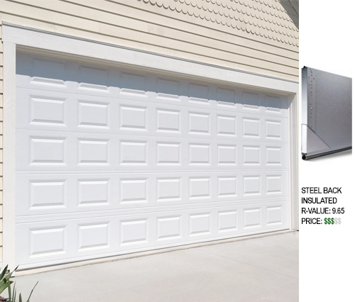 raised panel steel back insulated garage door