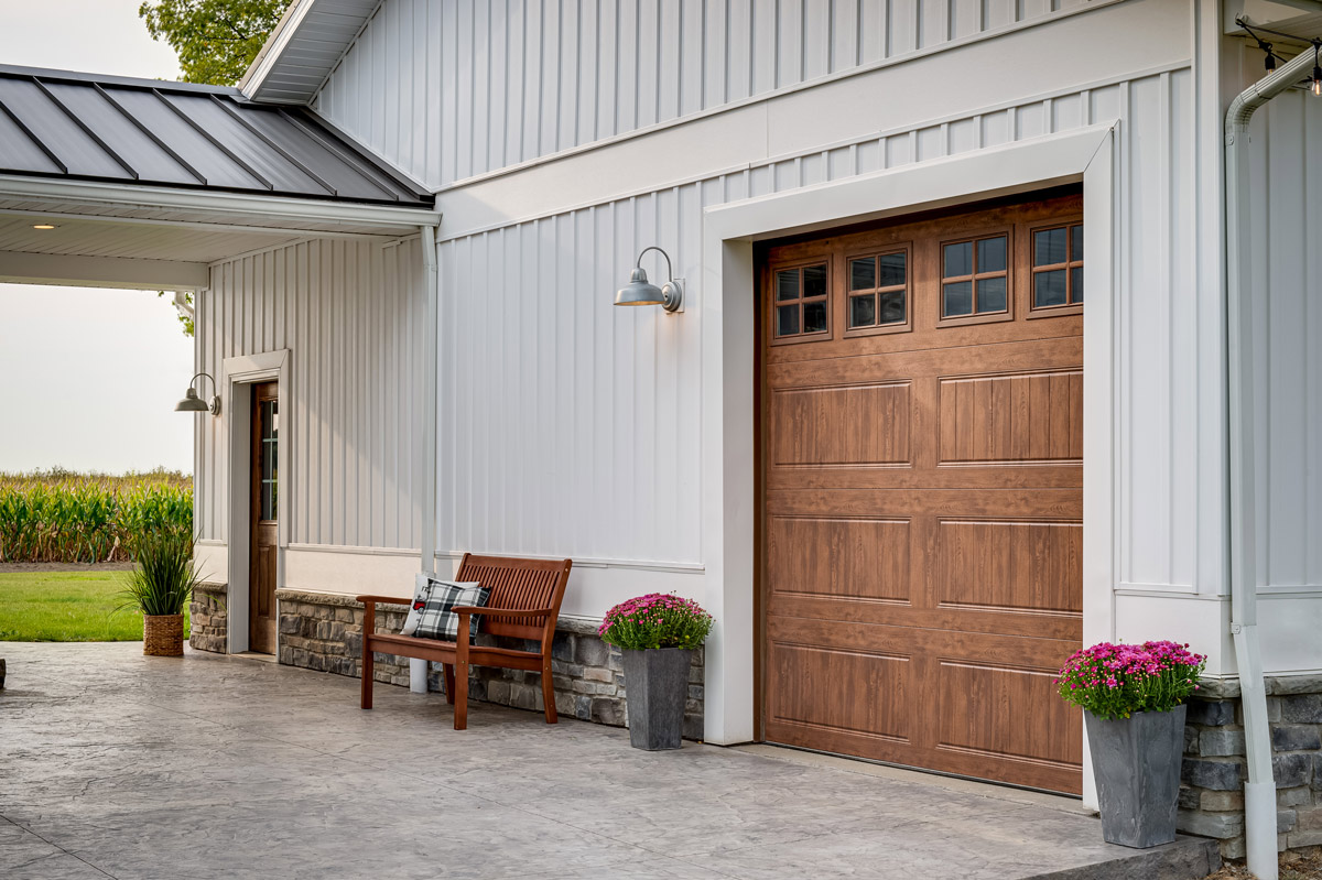 faux wood tone garage door